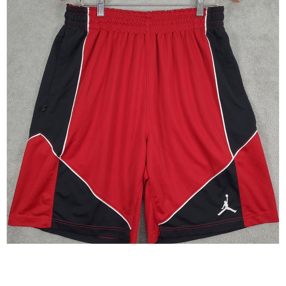 Jordan Mens Basketball Shorts Red Black White Jumpman Dri-Fit Athletic Size XL